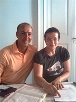 Ali and teacher Margherita during Italian language class